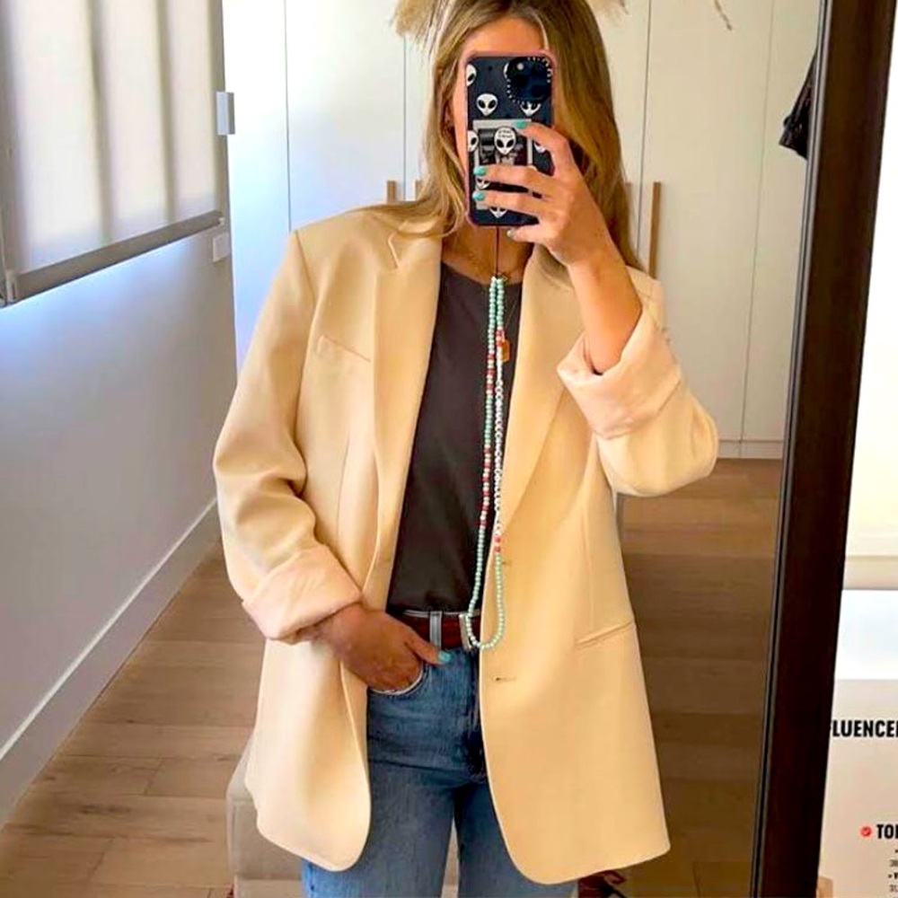 Zara Cream Oversized Blazer Jacket